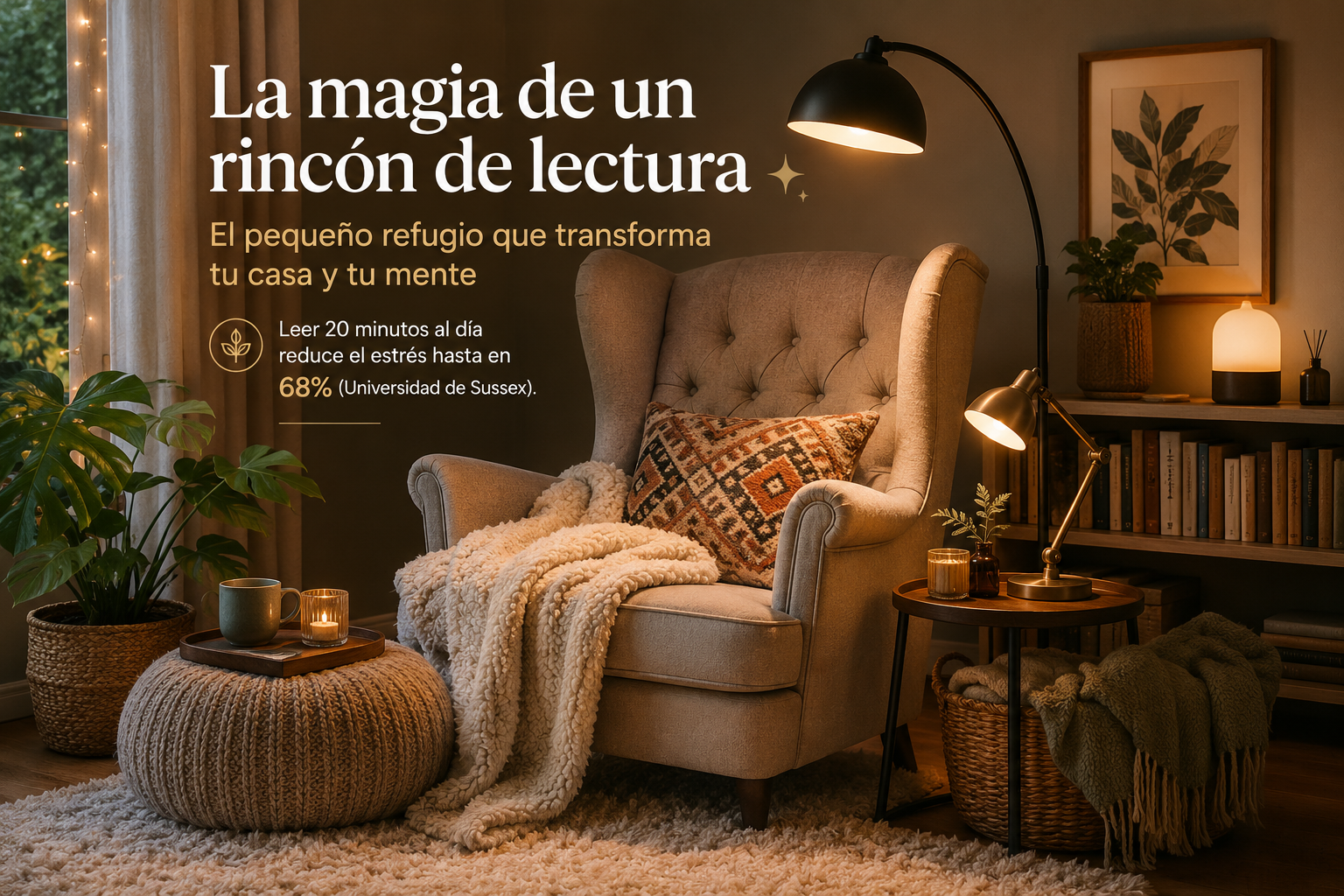 Cómo crear un rincón de lectura acogedor en casa: butaca, lámpara y manta