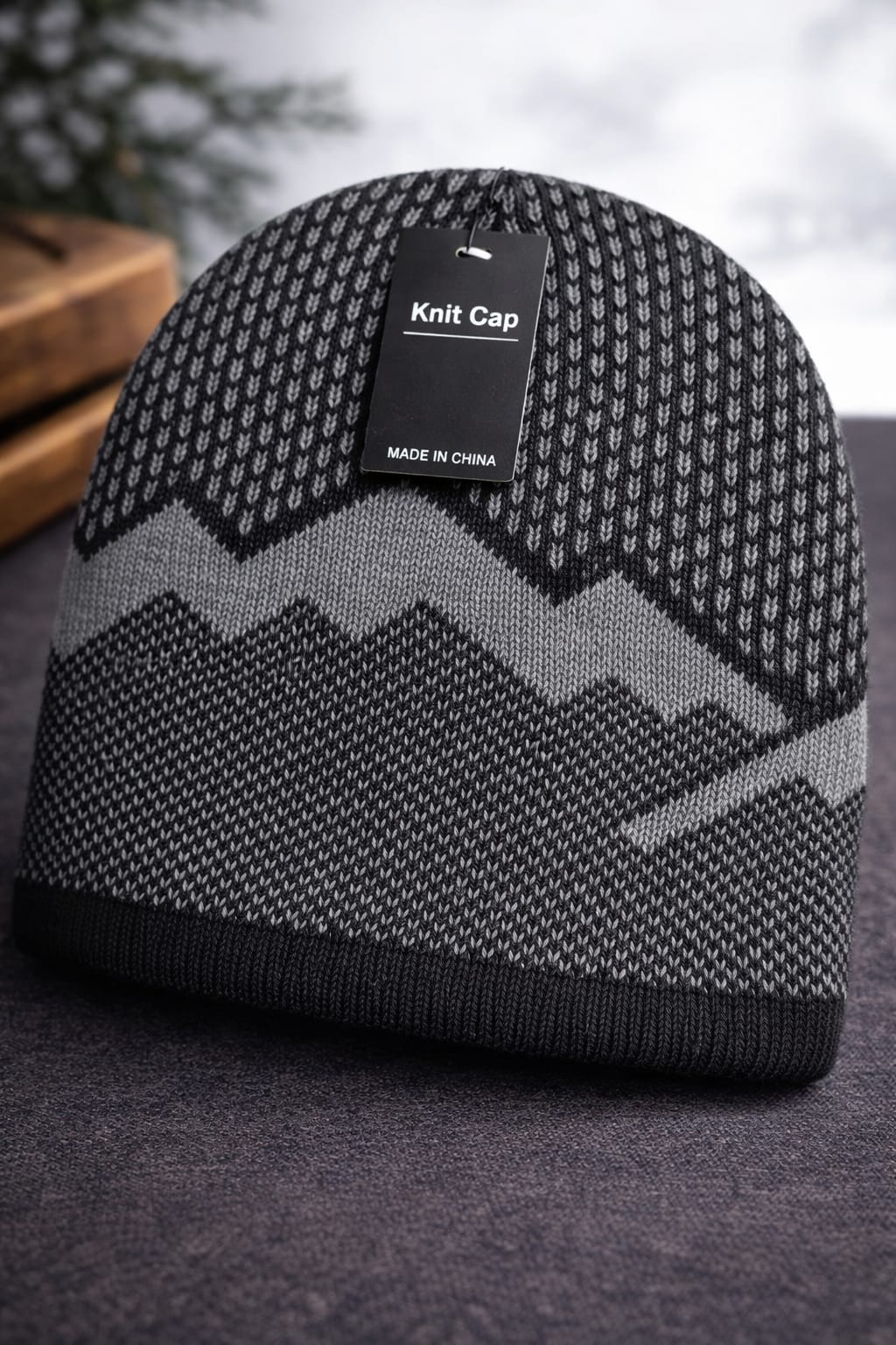 Gorro De Punto Con Diseño De Montañas