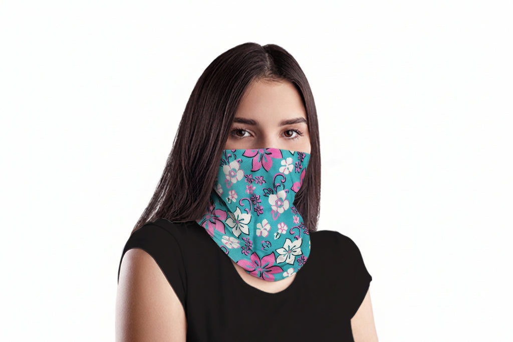 Buff Celeste Con Flores