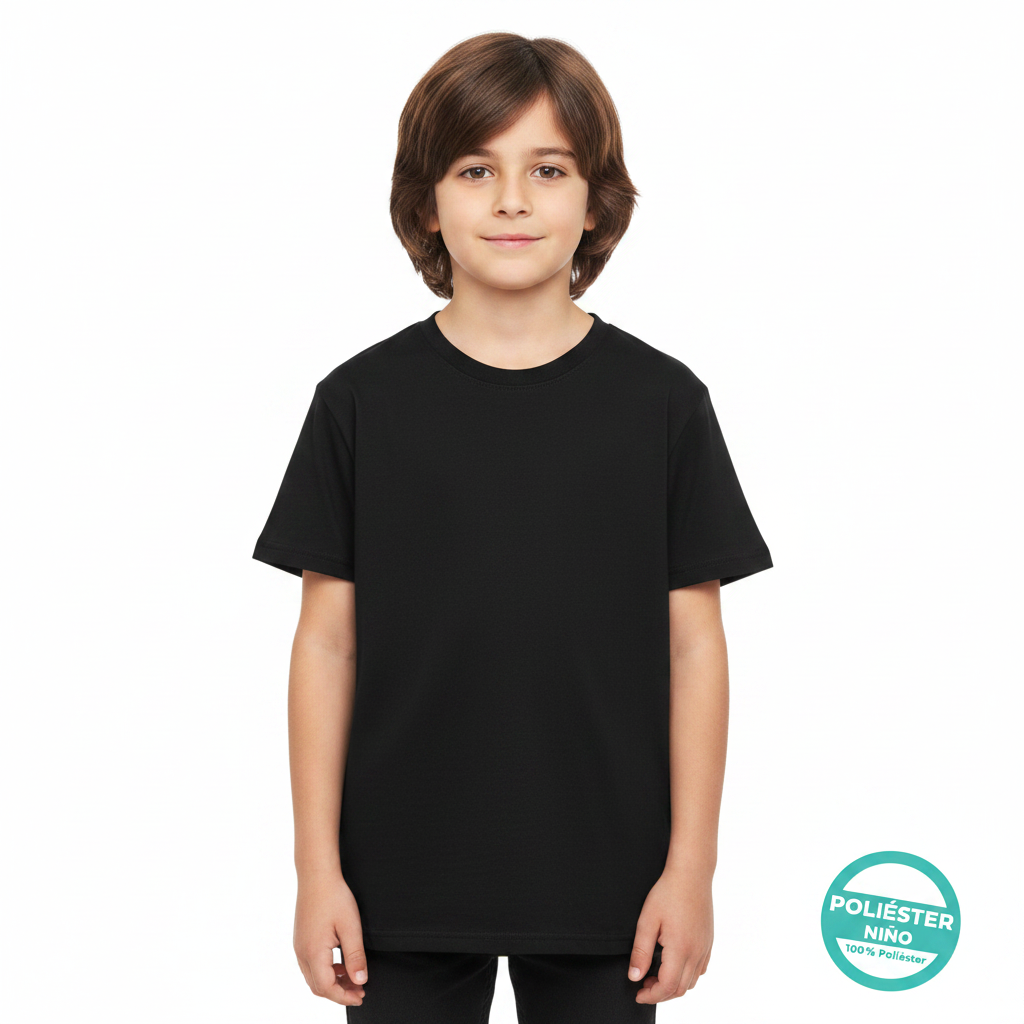 Camiseta poliéster niño negro