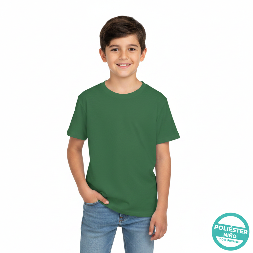 Camiseta poliéster niño verde