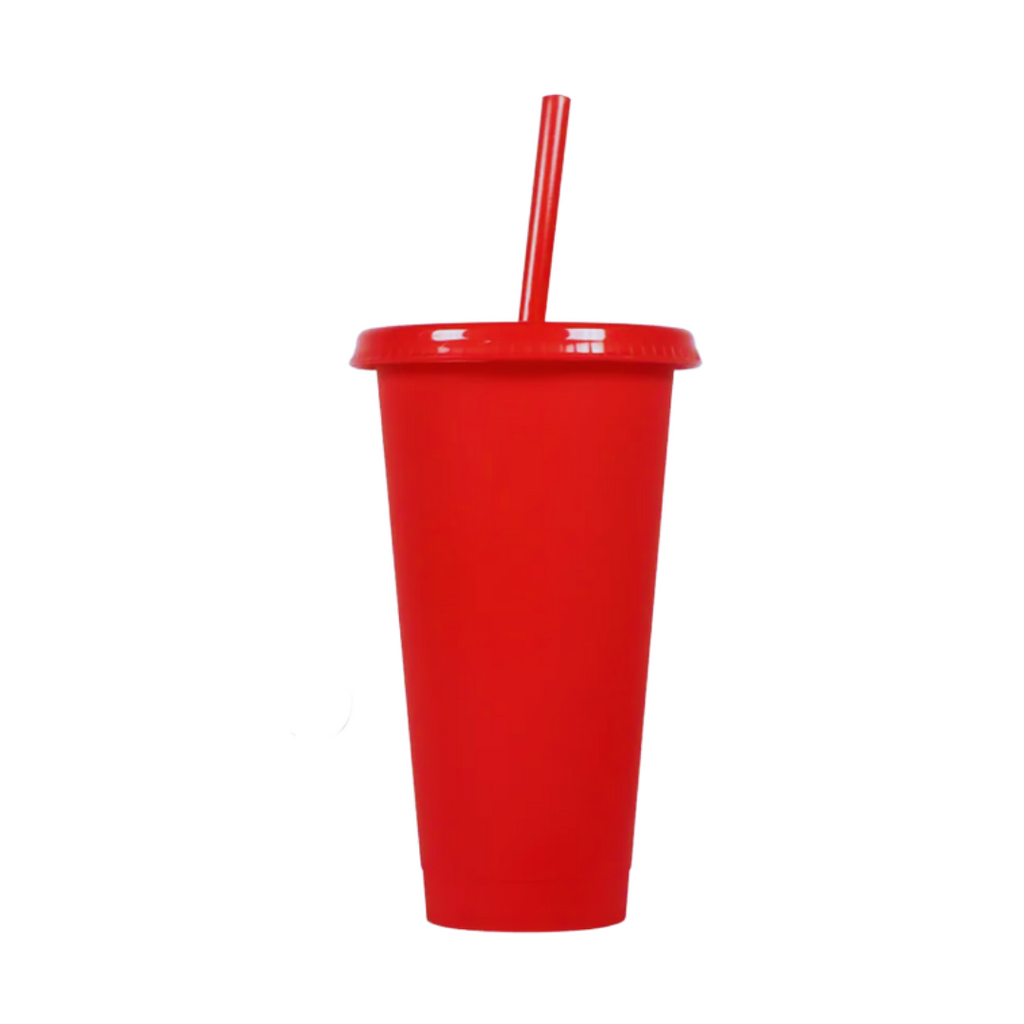 Vaso Plástico Con Tapa Y Sorbito