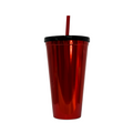 Vaso Plástico Metalizado Con Sorbito y Tapa
