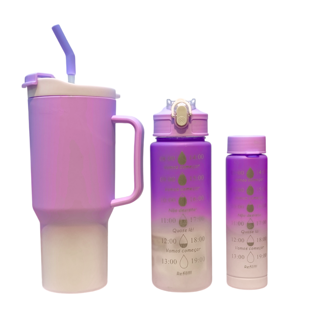 Set Vaso Con Dos Botellas Matte
