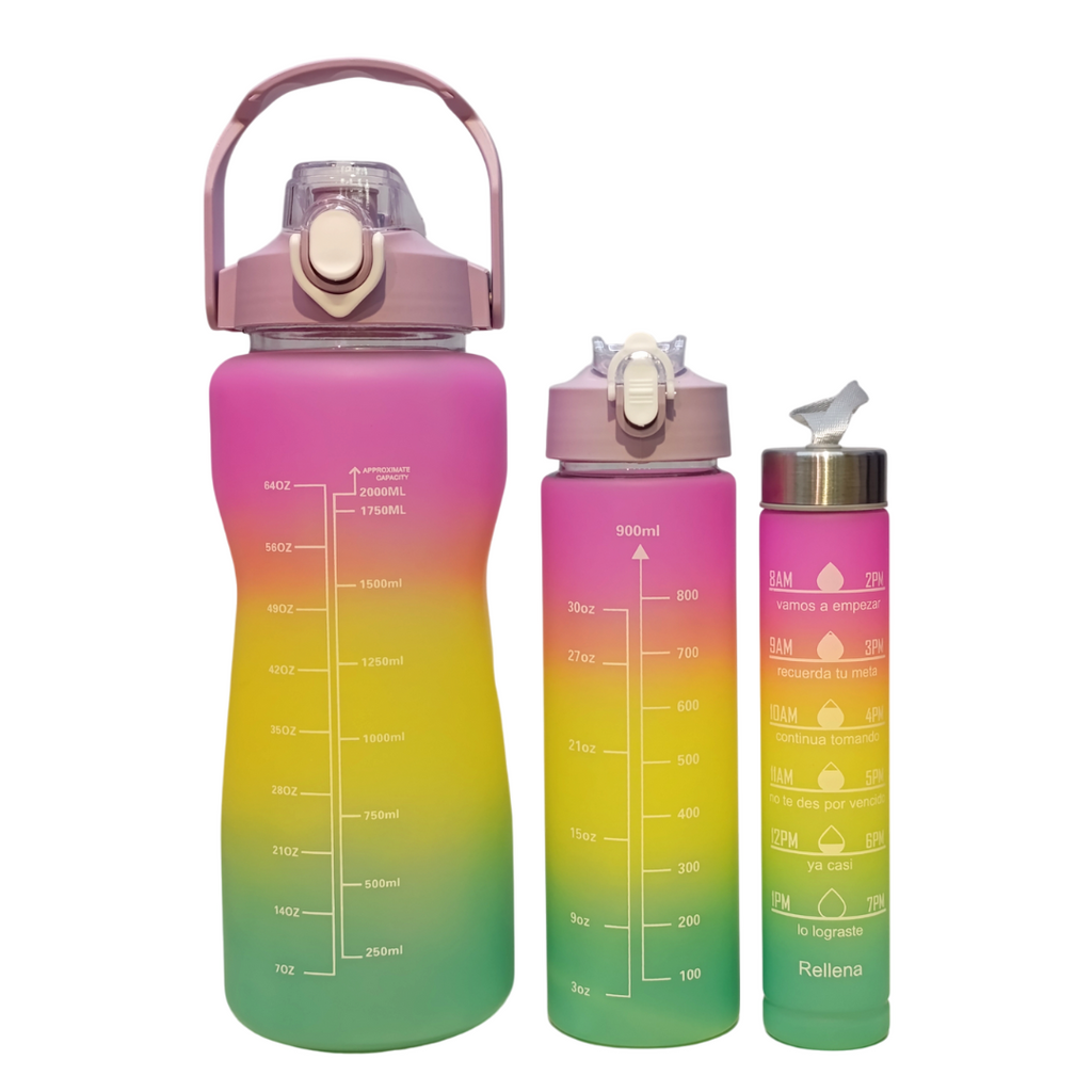 Set 3 Botellas Motivacionales Degrade