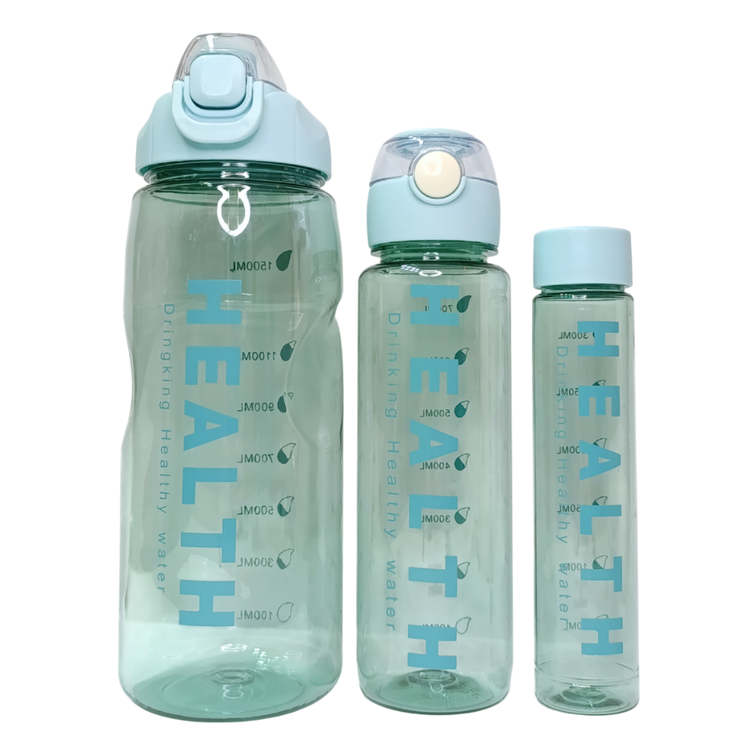 Set 3 en 1 Botellas Motivacionales Health