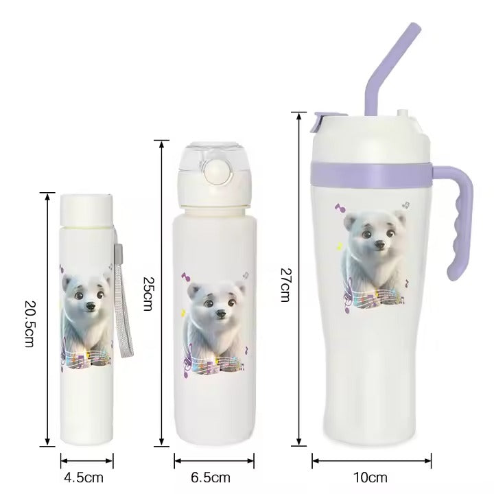 Set Vaso + Botellas Osito Lila