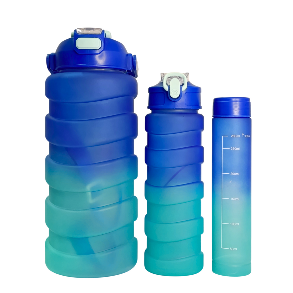 Set Botella Deportiva Texturizado Azul