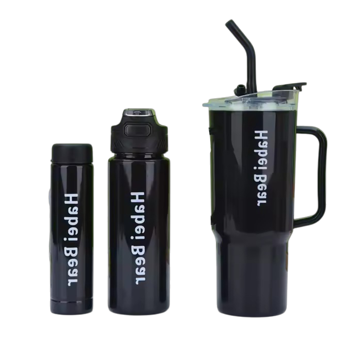 Set Vaso + Botellas Liso Brillosos