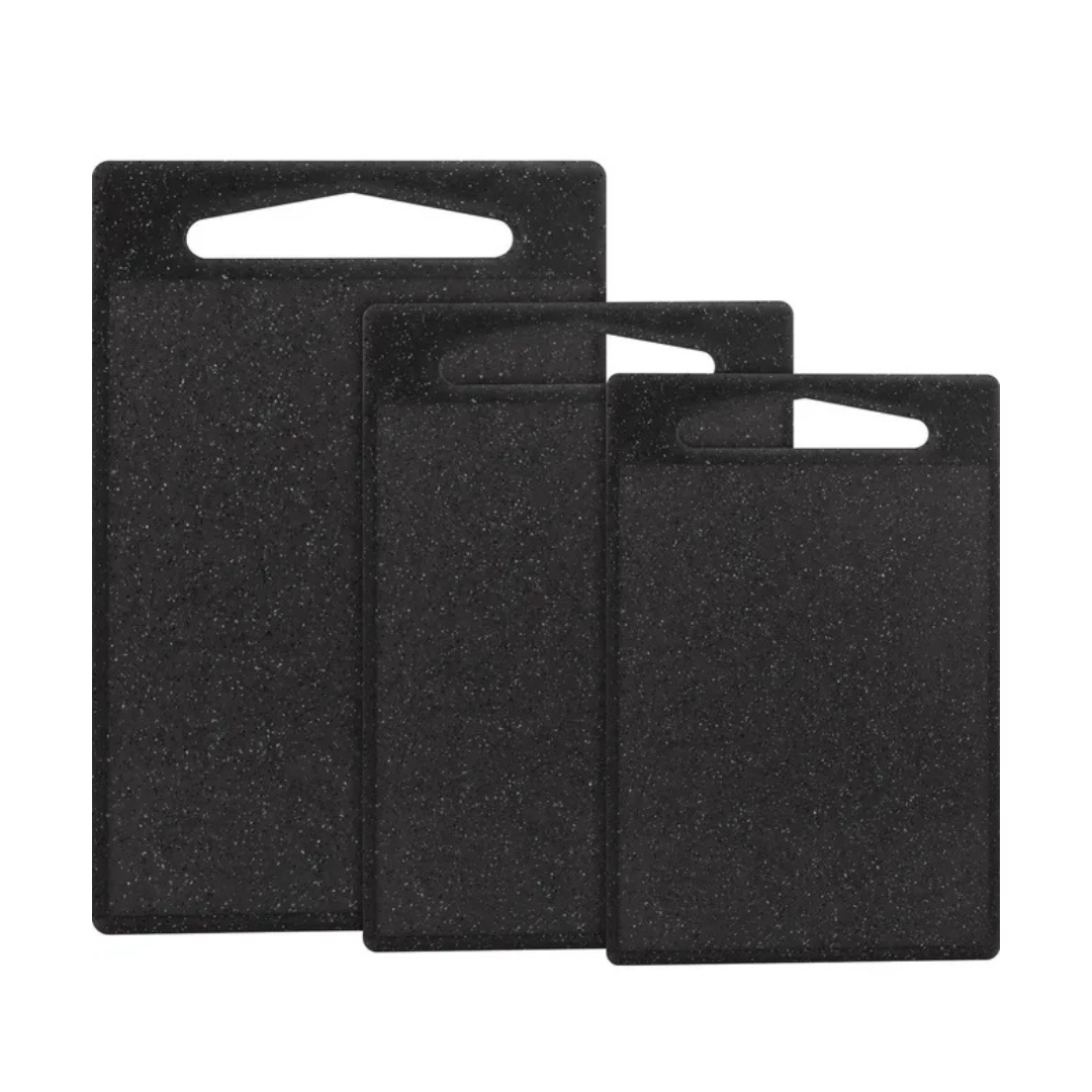 Set X3 Tabla Cocina Plástico Efecto Granito Negro
