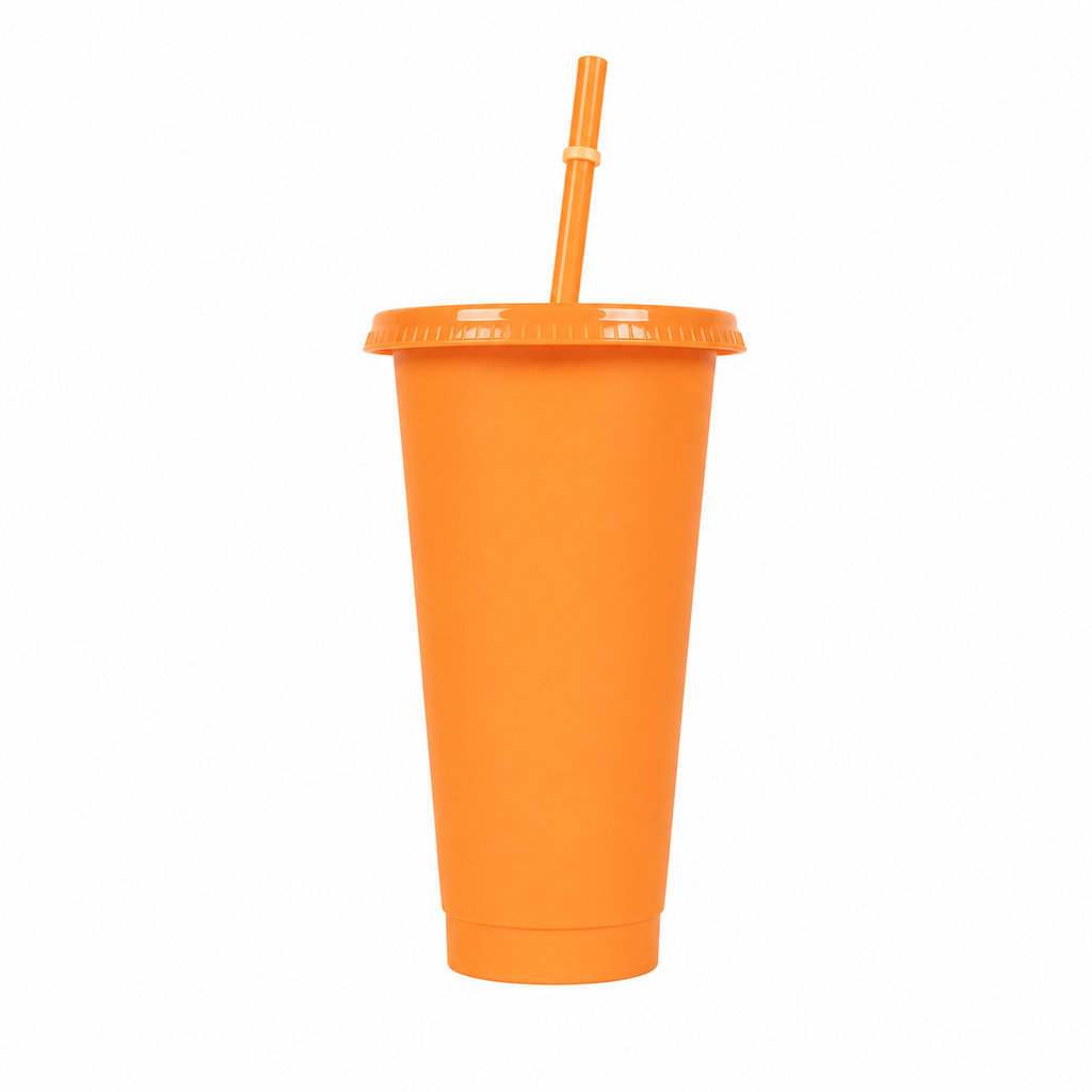 Vaso Plástico Con Tapa Y Sorbito