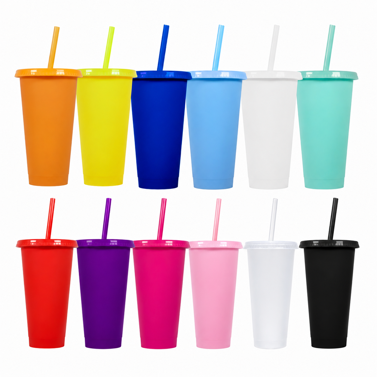 Vaso Plástico Con Tapa Y Sorbito