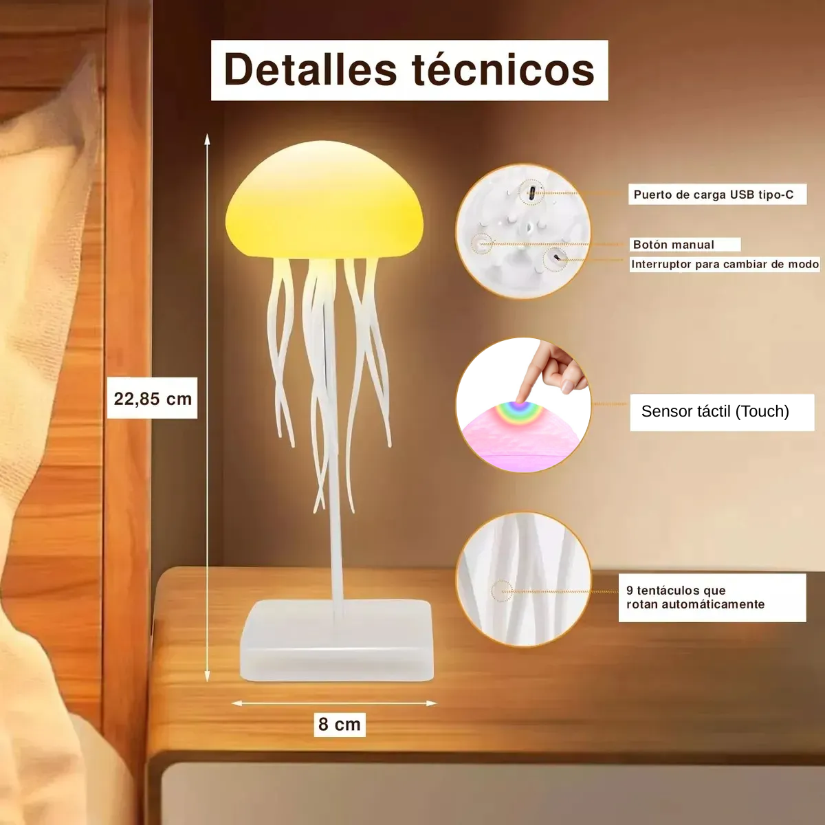 Aurora Mood Light - Lámpara de Ambiente con Diseño de Medusa
