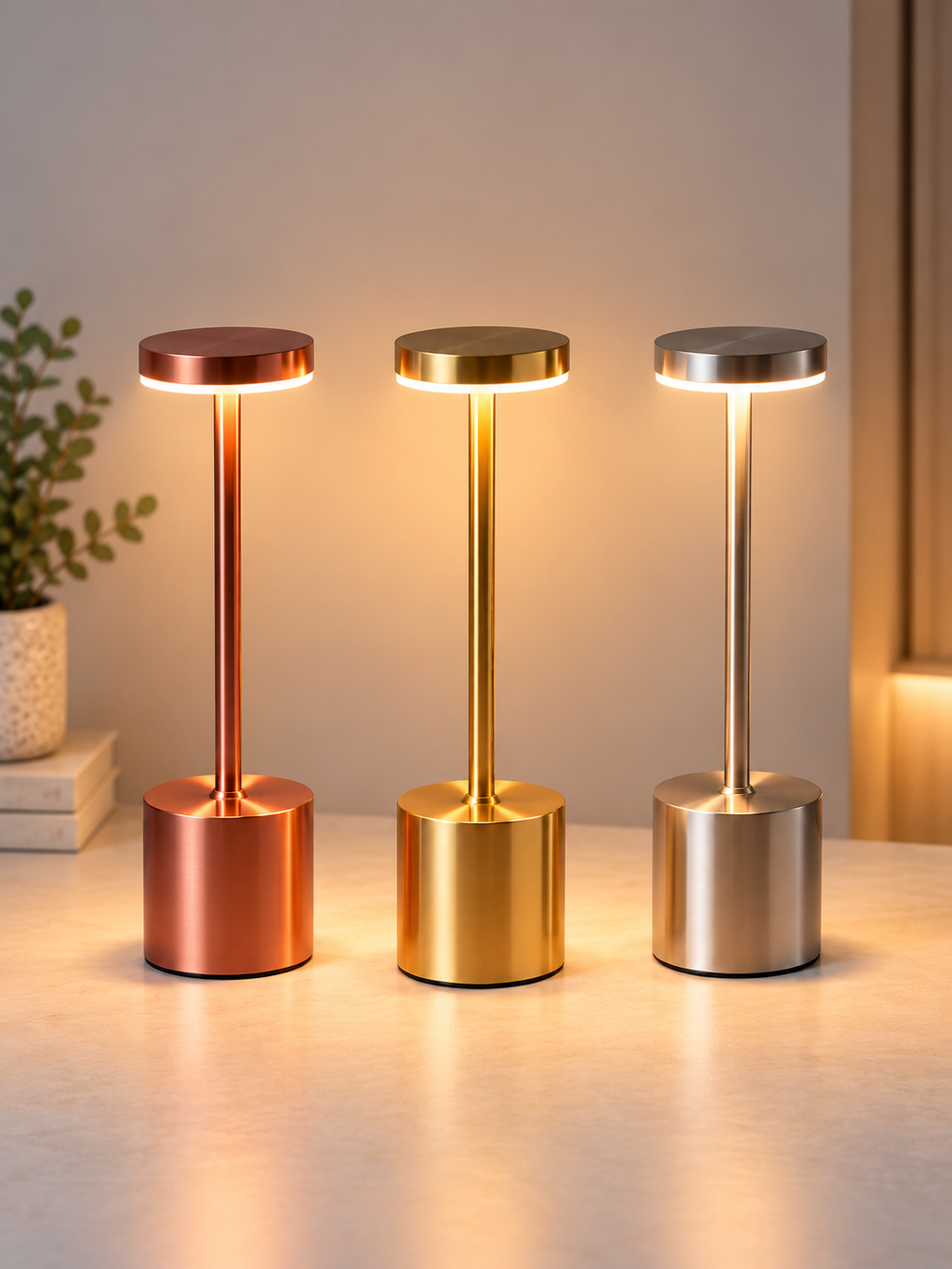 Lámpara Veladora Portátil Metalizada