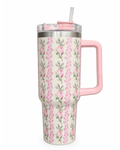 Vaso Térmico Trendy con Estampado Rosa Y Blanco
