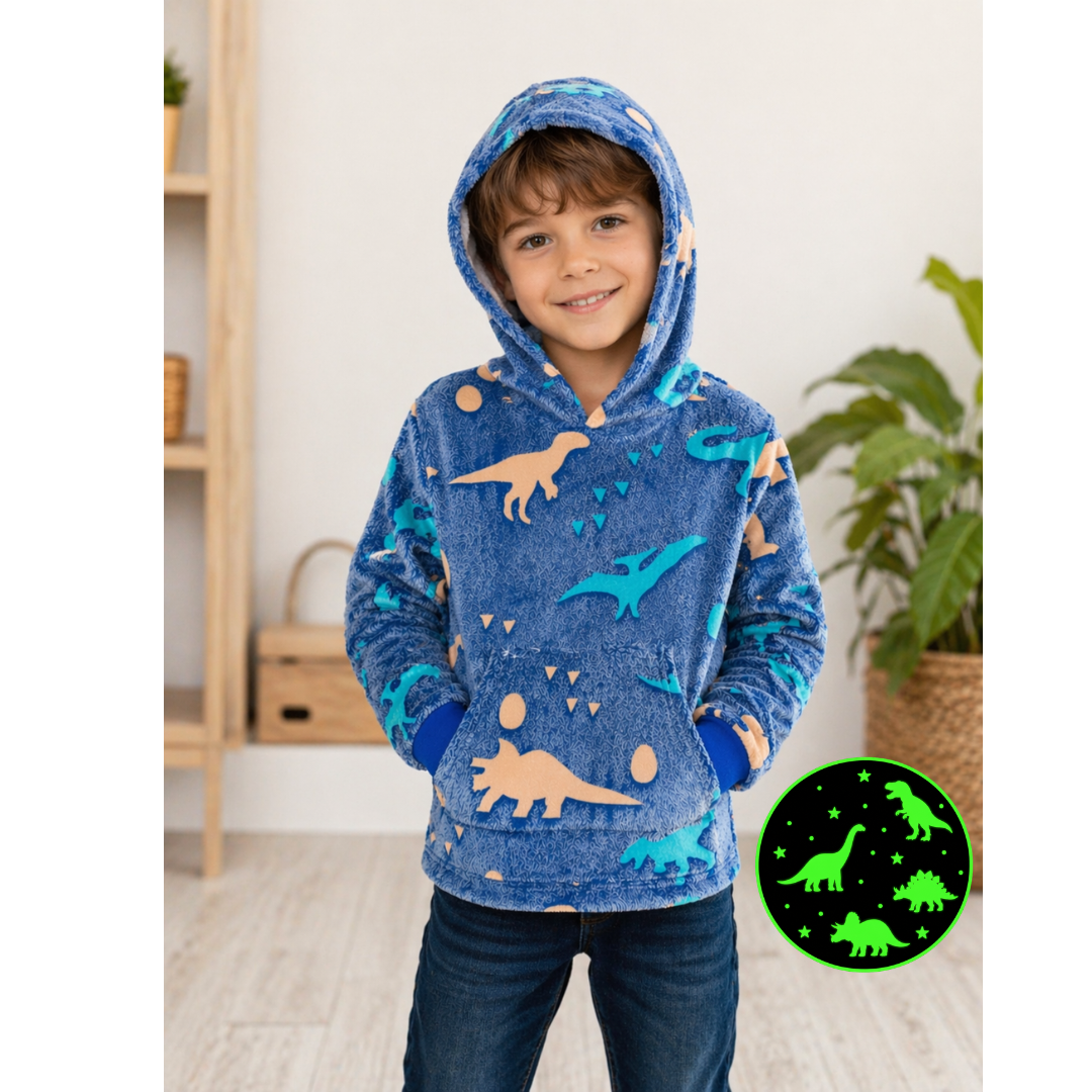 Poncho Infantil Luminiscente con Capucha Dinosaurio