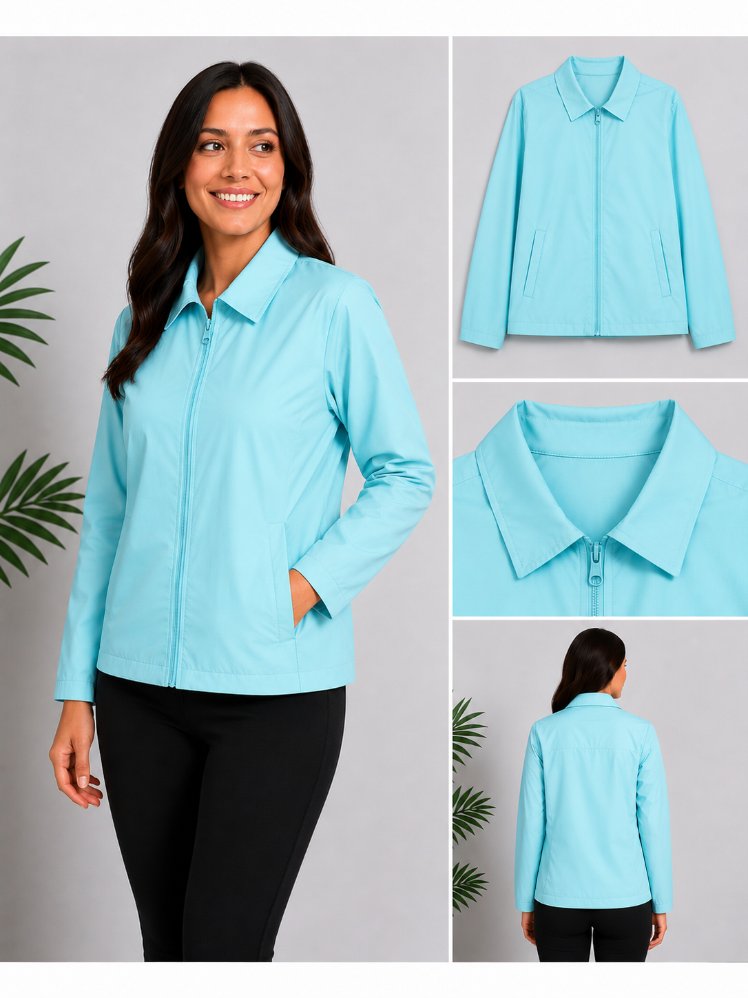 Campera Para Lluvia Celeste