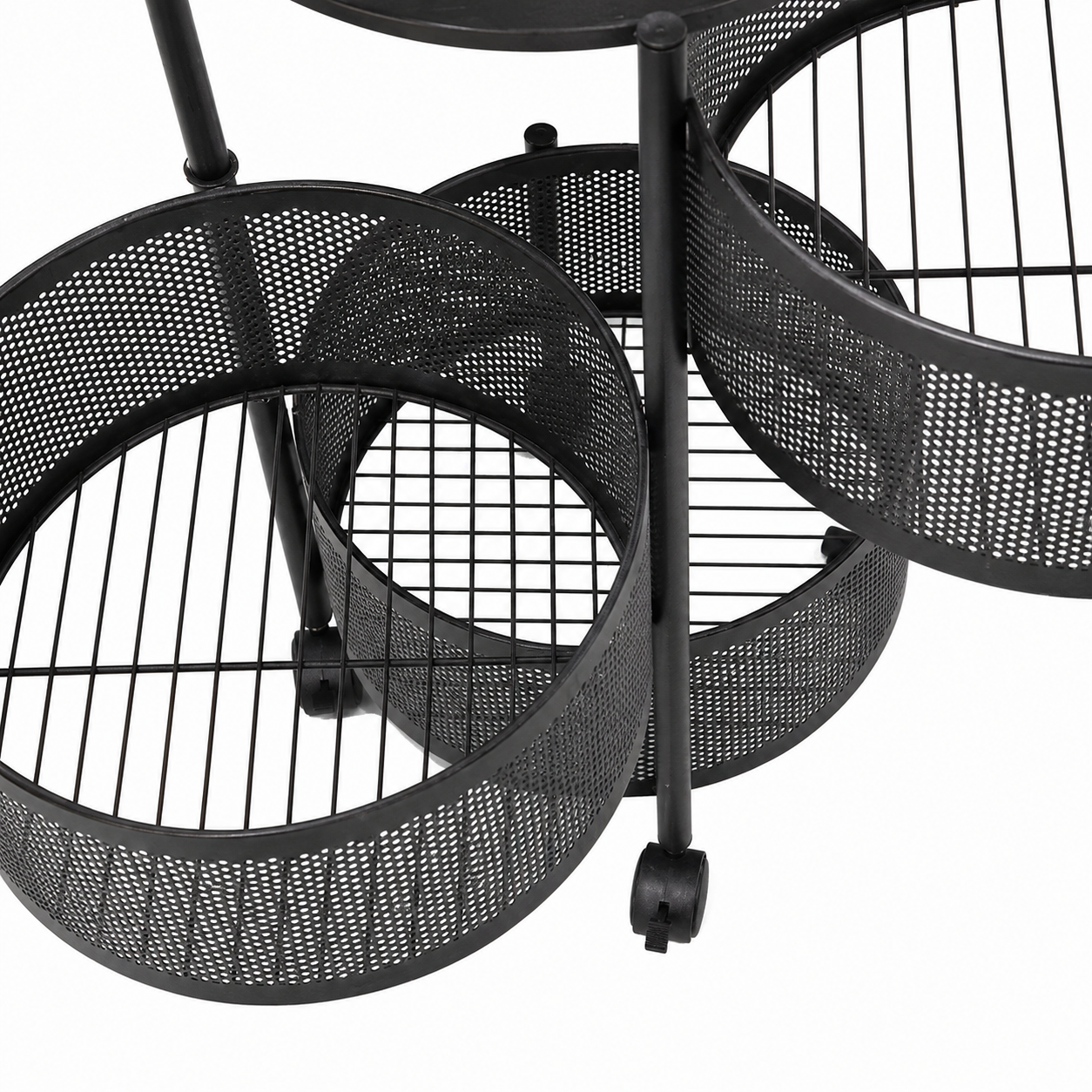 Carrito De Almacenamiento Metálico de 3 Niveles Circulares