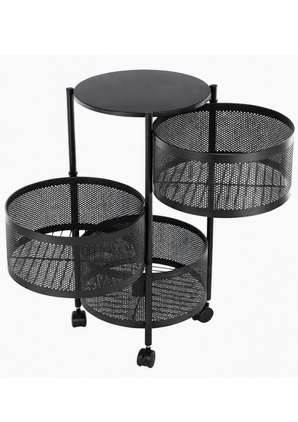 Carrito De Almacenamiento Metálico de 3 Niveles Circulares
