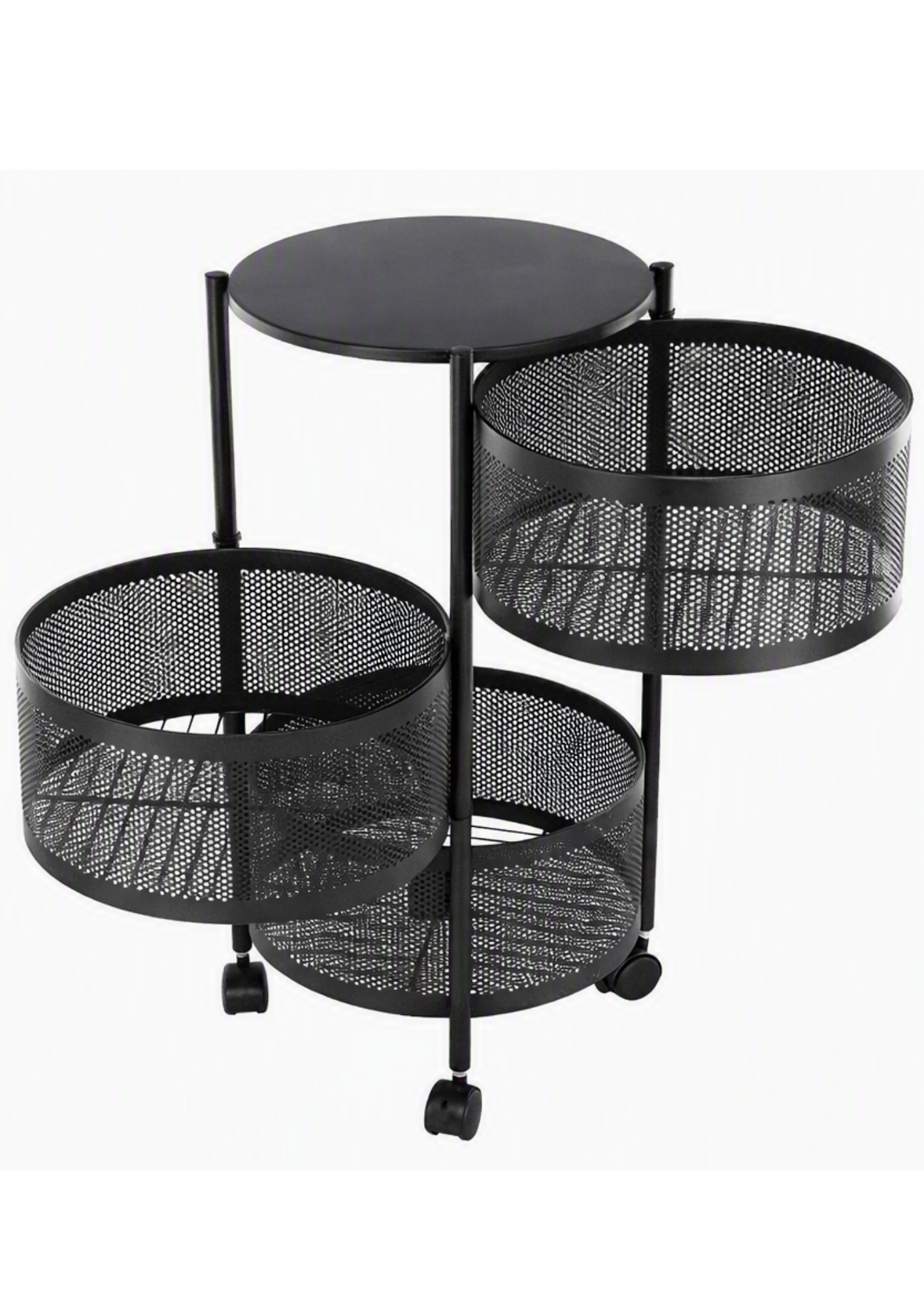 Carrito De Almacenamiento Metálico de 3 Niveles Circulares
