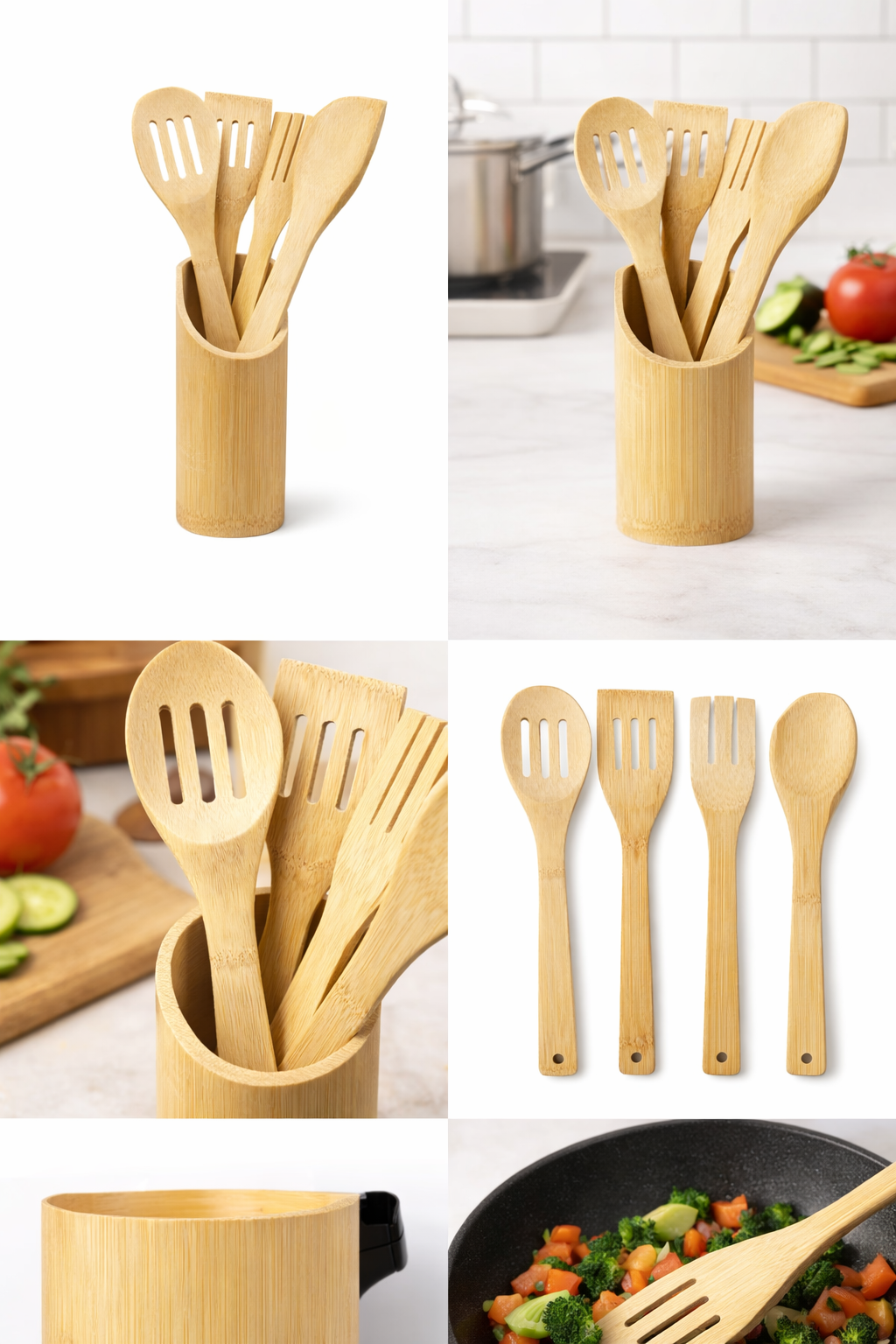 Set de Utensilios de Cocina de Bambú