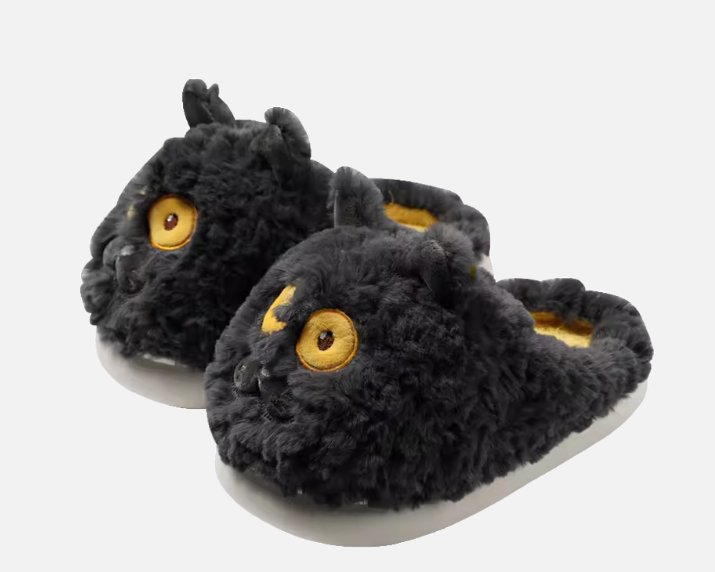 Pantuflas de Peluche Gato Negro