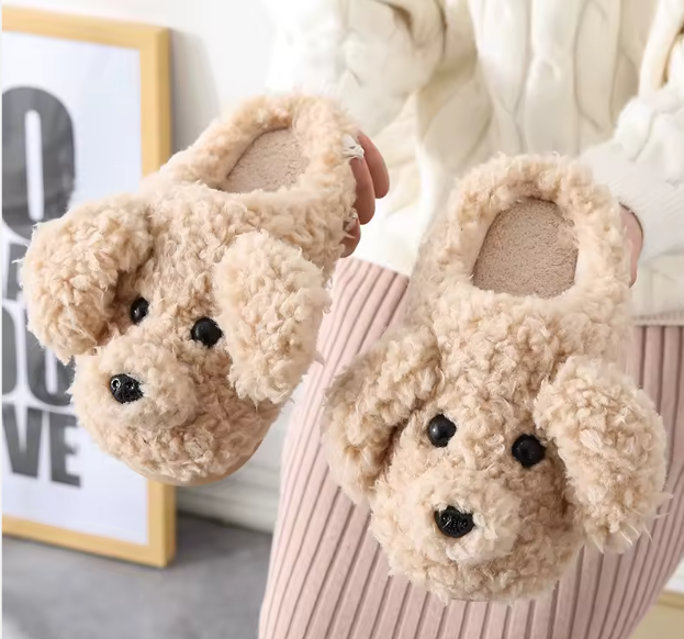 Pantuflas de Peluche Caniche Color Beige