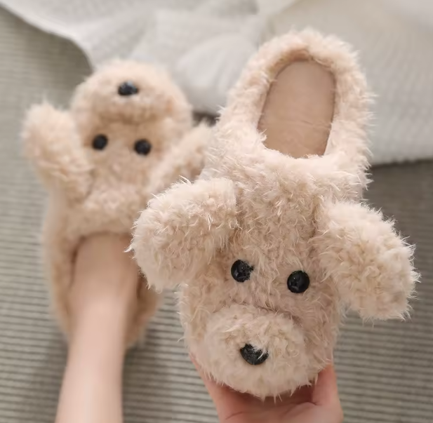 Pantuflas de Peluche Caniche Color Beige