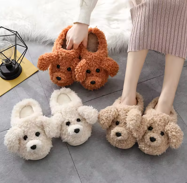 Pantuflas de Peluche Caniche Color Beige