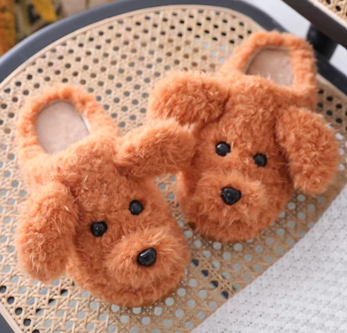 Pantuflas de Peluche Caniche Color Marrón (Tostado)