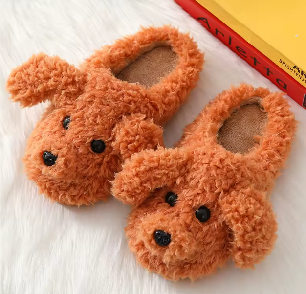 Pantuflas de Peluche Caniche Color Marrón (Tostado)