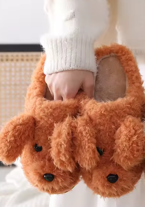 Pantuflas de Peluche Caniche Color Marrón (Tostado)